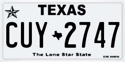 TX license plate CUY2747