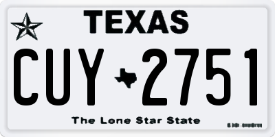 TX license plate CUY2751