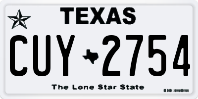 TX license plate CUY2754