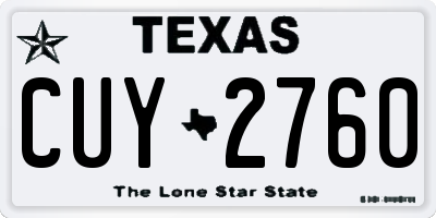 TX license plate CUY2760