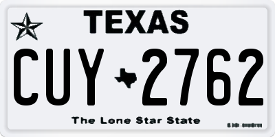 TX license plate CUY2762