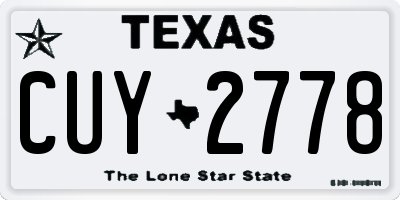 TX license plate CUY2778