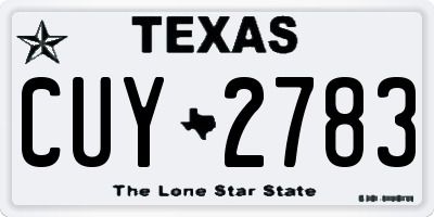 TX license plate CUY2783