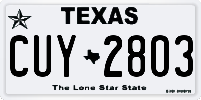 TX license plate CUY2803