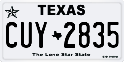 TX license plate CUY2835