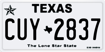 TX license plate CUY2837