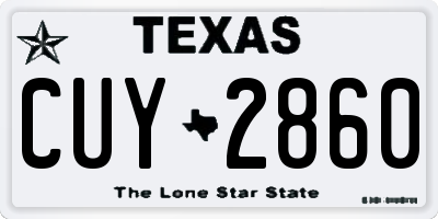 TX license plate CUY2860