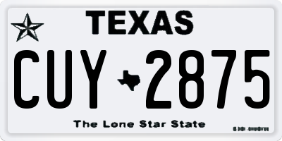 TX license plate CUY2875