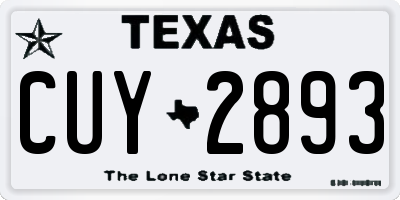 TX license plate CUY2893