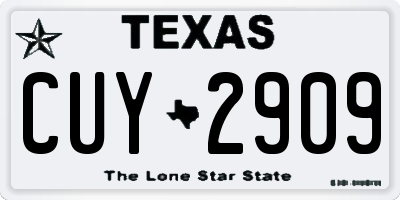 TX license plate CUY2909
