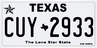 TX license plate CUY2933