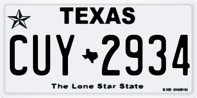 TX license plate CUY2934