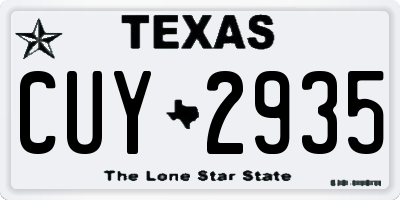 TX license plate CUY2935