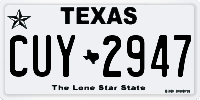 TX license plate CUY2947