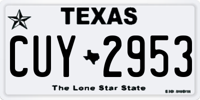TX license plate CUY2953