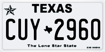 TX license plate CUY2960