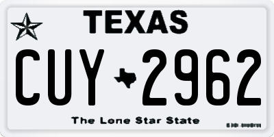 TX license plate CUY2962