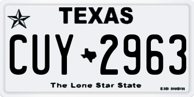 TX license plate CUY2963