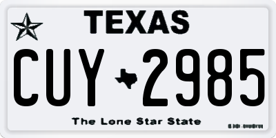 TX license plate CUY2985