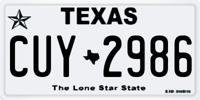 TX license plate CUY2986