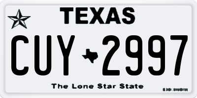 TX license plate CUY2997