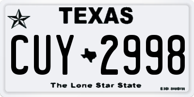 TX license plate CUY2998