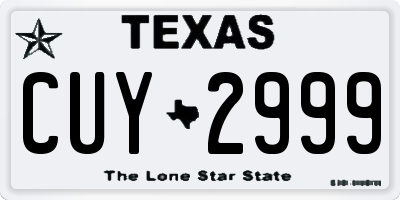 TX license plate CUY2999