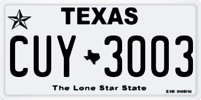 TX license plate CUY3003