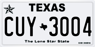 TX license plate CUY3004