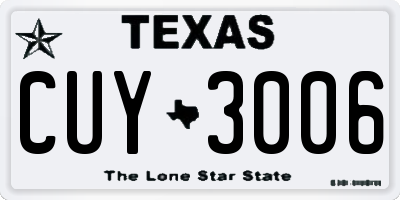 TX license plate CUY3006