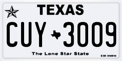 TX license plate CUY3009
