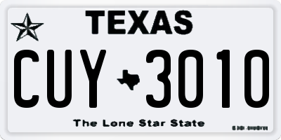 TX license plate CUY3010