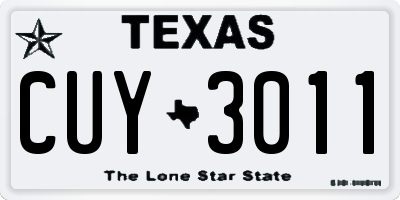 TX license plate CUY3011