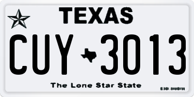 TX license plate CUY3013