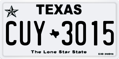 TX license plate CUY3015
