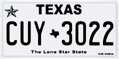 TX license plate CUY3022