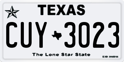 TX license plate CUY3023