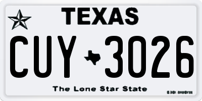 TX license plate CUY3026