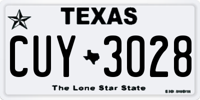 TX license plate CUY3028