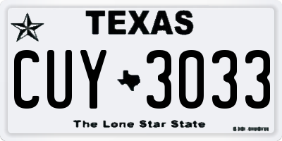TX license plate CUY3033