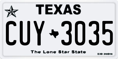 TX license plate CUY3035