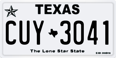 TX license plate CUY3041