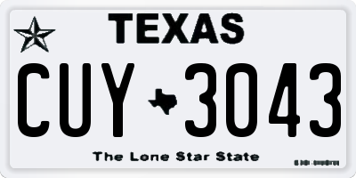 TX license plate CUY3043