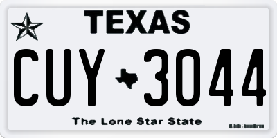 TX license plate CUY3044