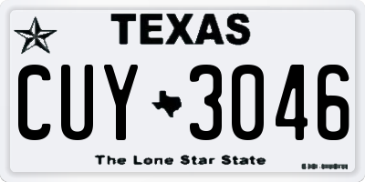 TX license plate CUY3046