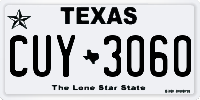 TX license plate CUY3060