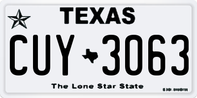 TX license plate CUY3063