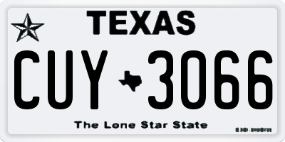 TX license plate CUY3066