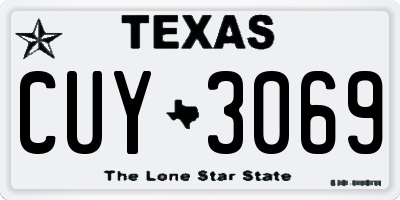 TX license plate CUY3069