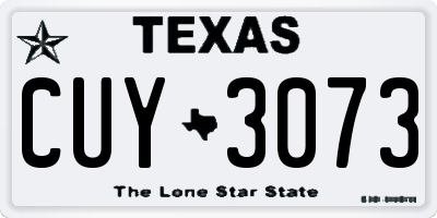 TX license plate CUY3073